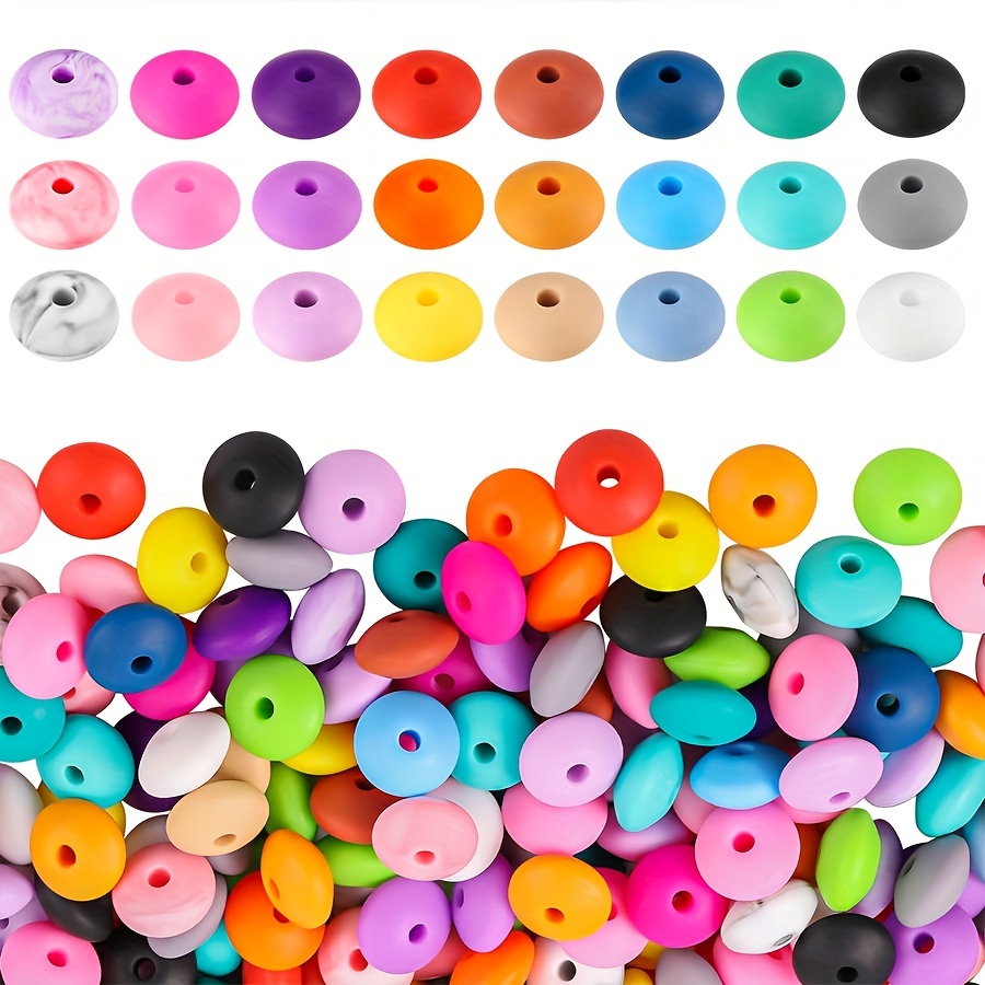 Total Silicone Beads Mixed Color Flat Spacer Loose Beads For - Temu
