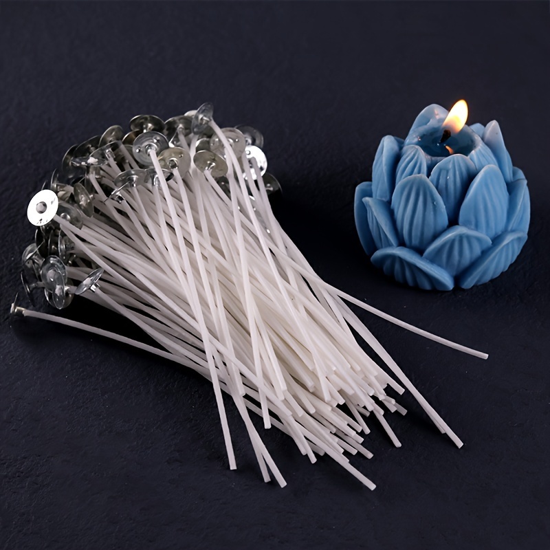 100pcs Candle Wicks, Smokeless Pre Waxed Cotton Natural Candle Core for DIY  Scented Candles 15cm/5.91in