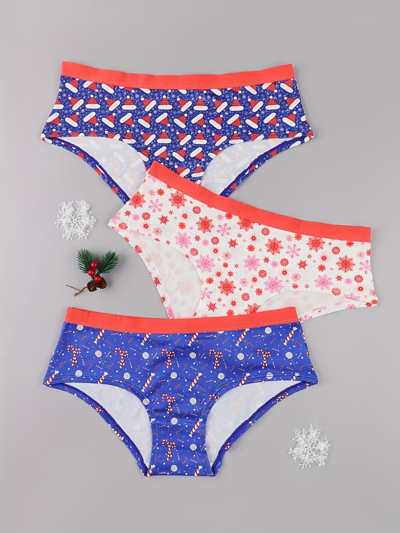 Christmas Mens Briefs Thongs Underwear Sexy Snowflake Lingerie G-string  Bodysuit