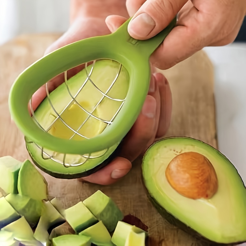 1pc Dual-purpose Avocado Slicer Tool Made Of Green Plastic