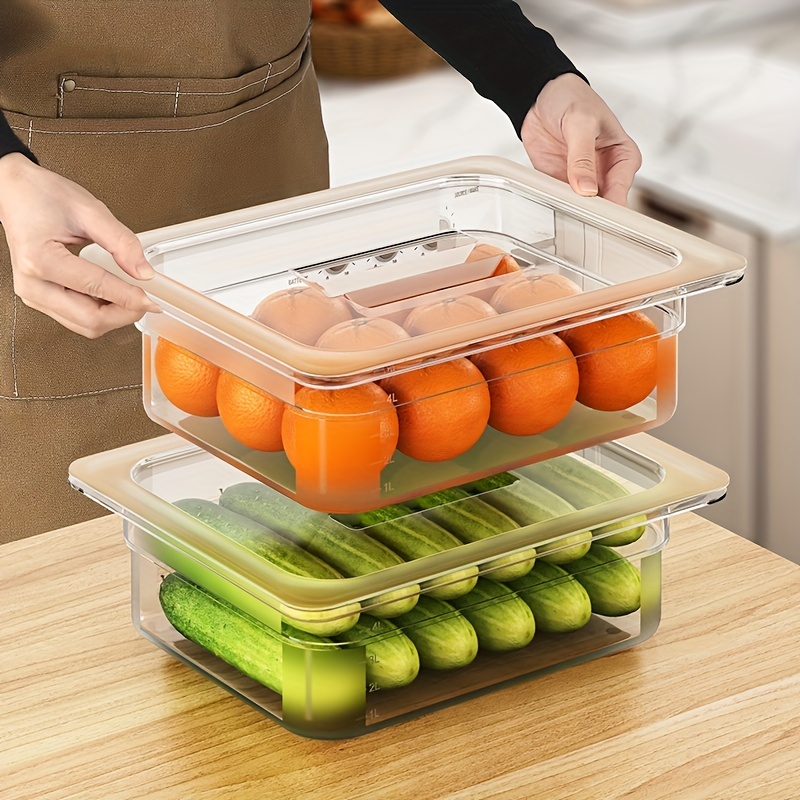 4pcs Refrigerator Storage Box Stackable Sealed Food Container
