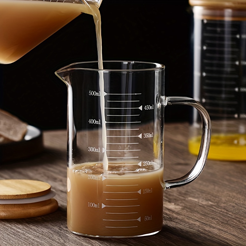 400ml Glass Measuring Cups Jugs with Glass Lid Large Measuring Pitcher Beaker Measured Mug Measure Liquid Milk Glass Cup Clear Scale with Spout