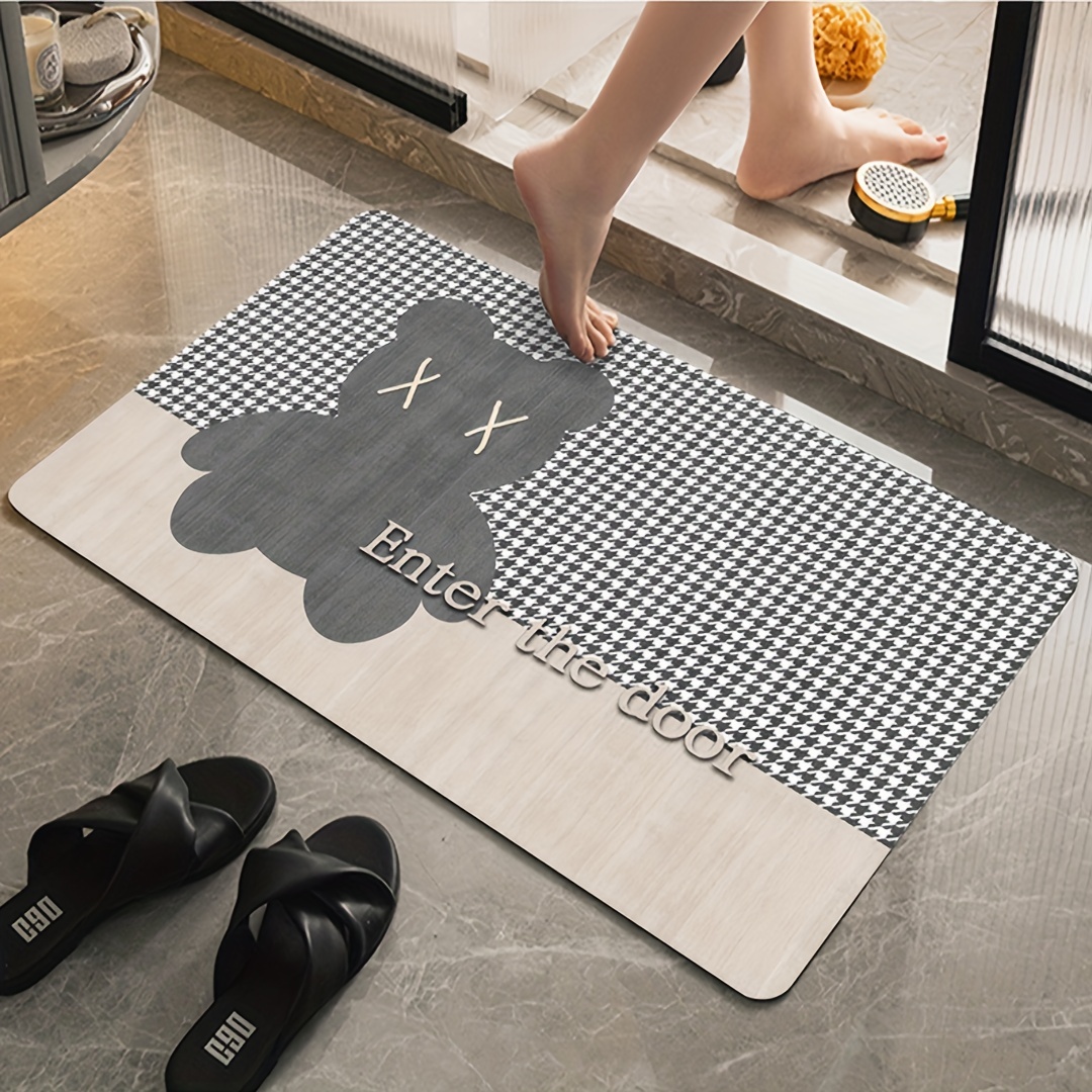 Marble Navy Blue Bath Mats Non-Slip Absorbent Microfiber Soft Plu