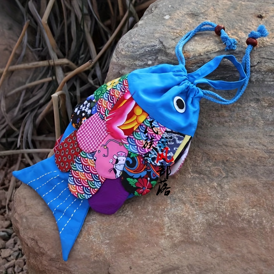 Ethnic Style Fish Shaped Bag Creative Fabric Crossbody Bag - Temu