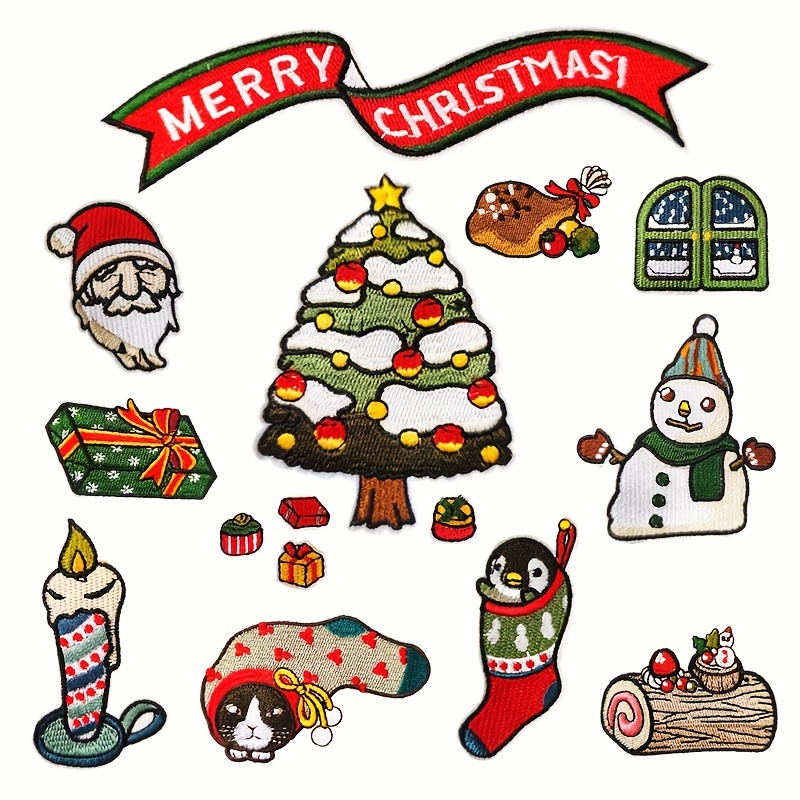 Christmas Ribbons With Christmas Tree Snowman Santa Claus - Temu