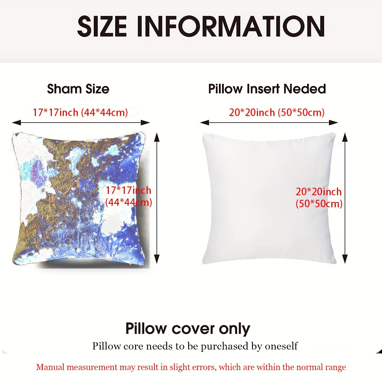 Normal cushion cover on sale size