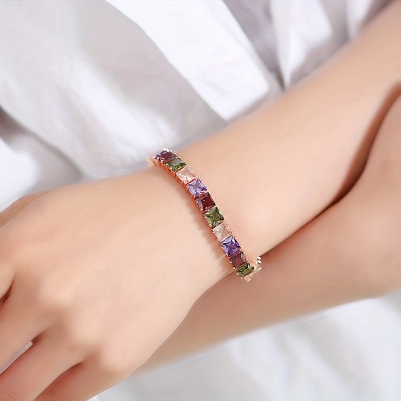 Square Shape Stone Beaded Bracelet Multilayer Braided Pu - Temu