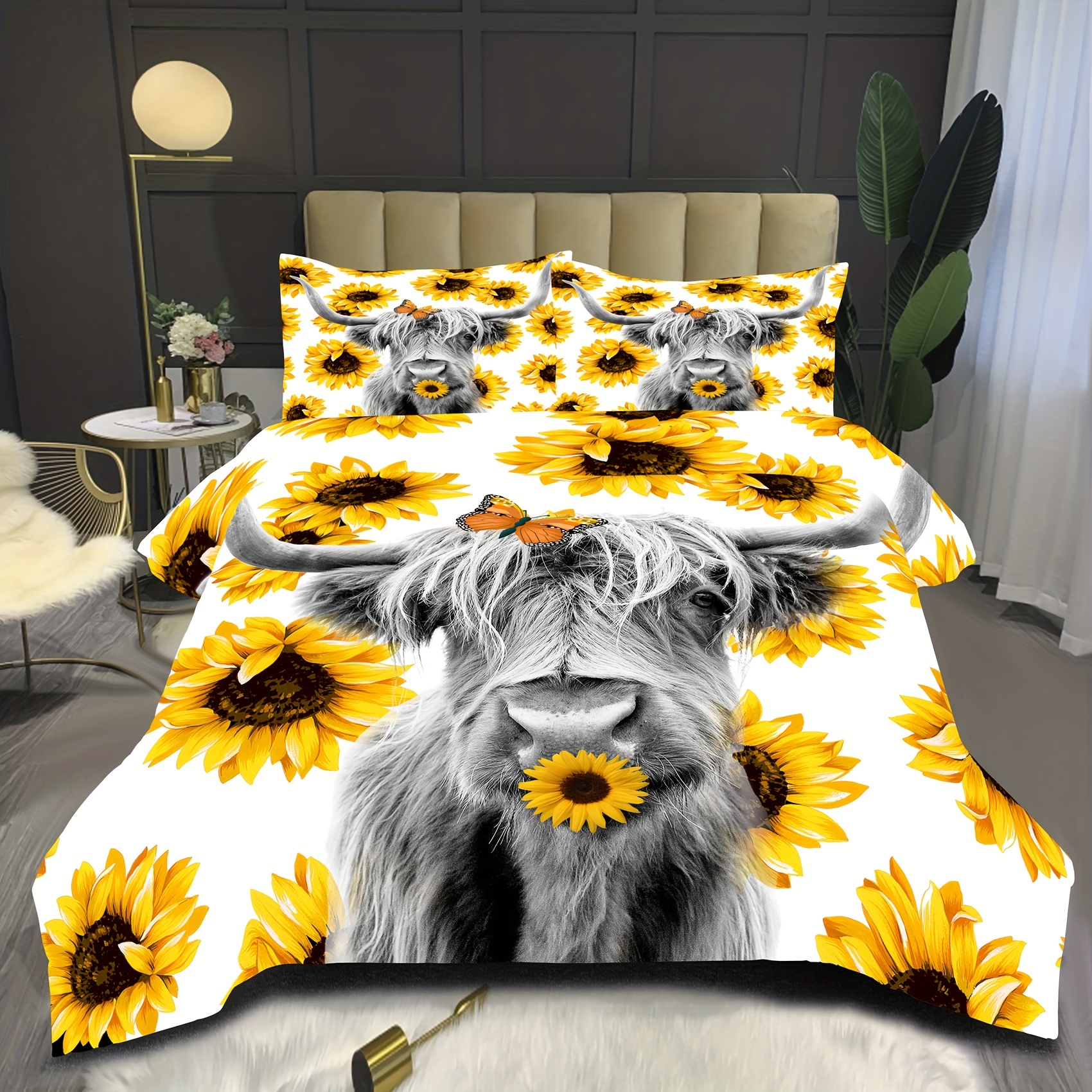 Modern Simple Quilt Set, Sunflower Leopard Print Bedding Set, Soft  Comfortable Quilt, For Bedroom, Guest Room Decor (1*quilt +  1/2*pillowcases, Without Core) - Temu