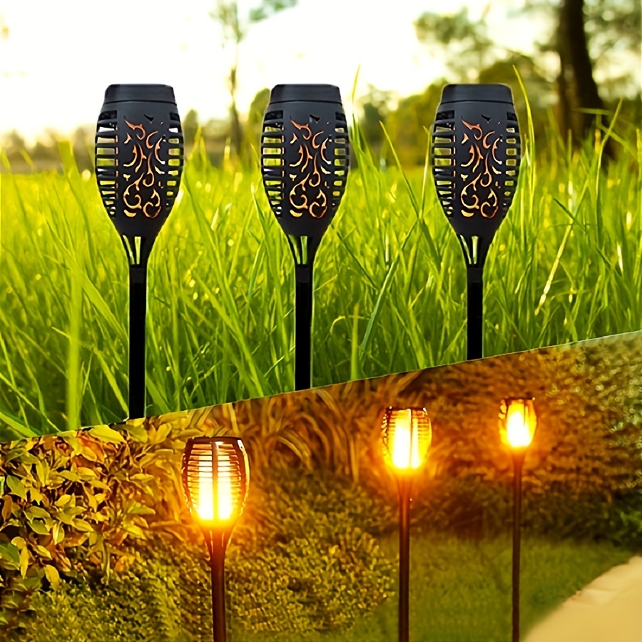Luces de llamas Solar Exterior, 2 pack de luces solares led exterior  jardin, IP65 impermeable LED