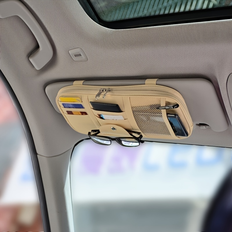Car Sun Visor Organizer Auto Car Visor Pocket and Interior Accessories Car  Truck Visor Storage Pouch Holder with Multi-Pocket Net Zippers(Black)