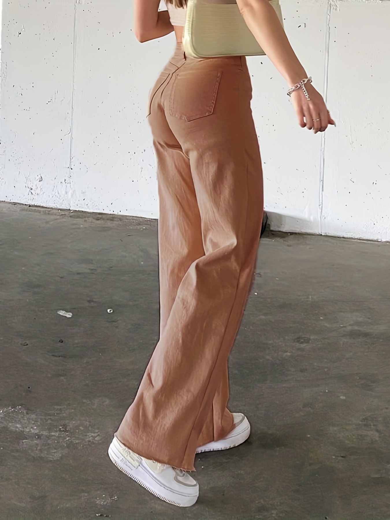 Light Brown Pants - Straight Leg Pants - High-Rise Trouser Pants