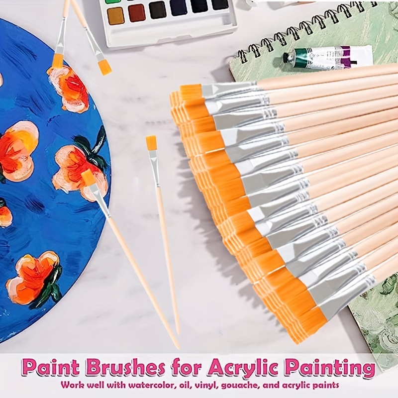 10 Pièces Pinceaux Peinture Acrylique - Pinceau de Peinture à l