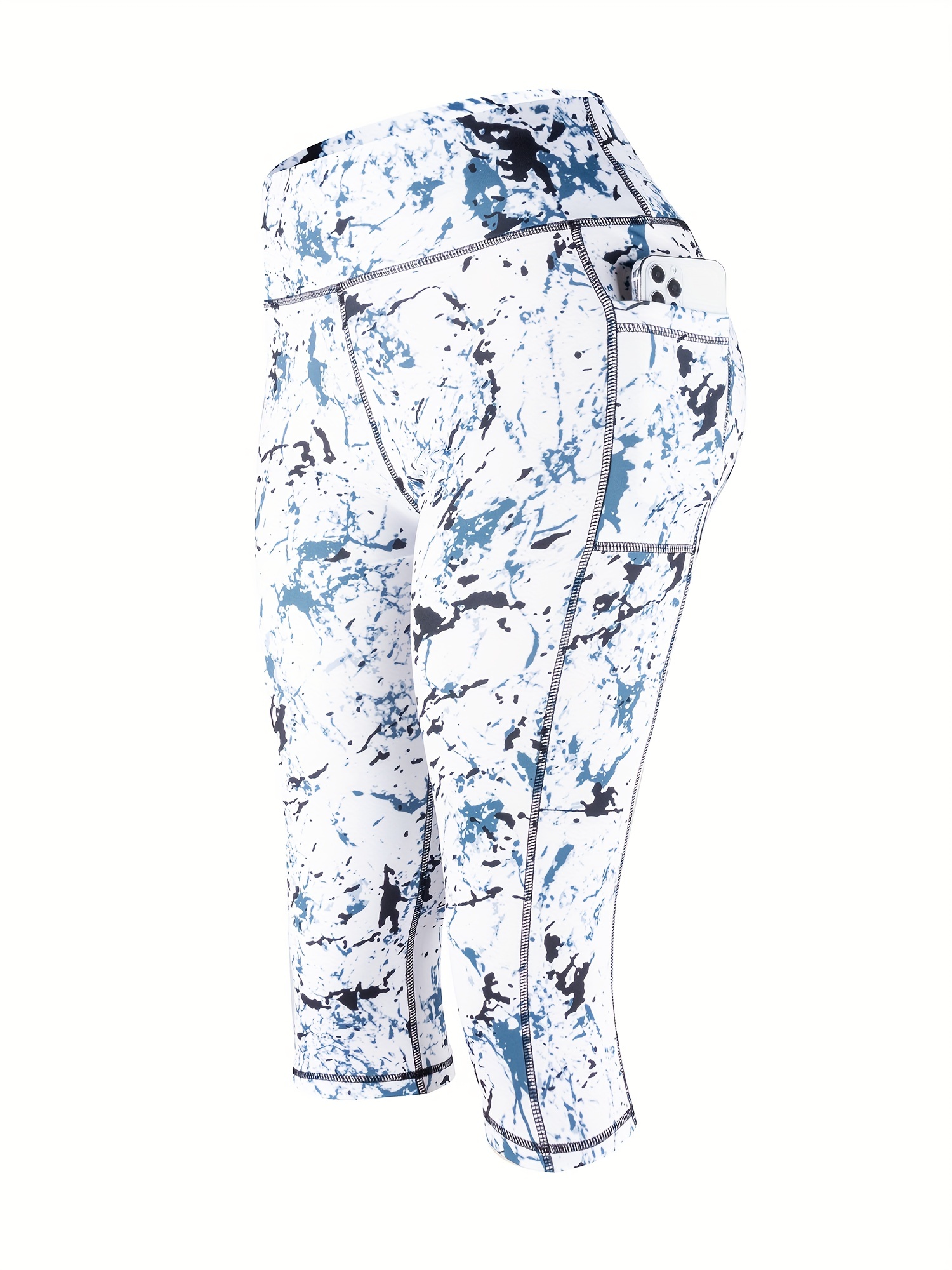 High Waist Printed Yoga Capris With Pockets For Women Stretchy