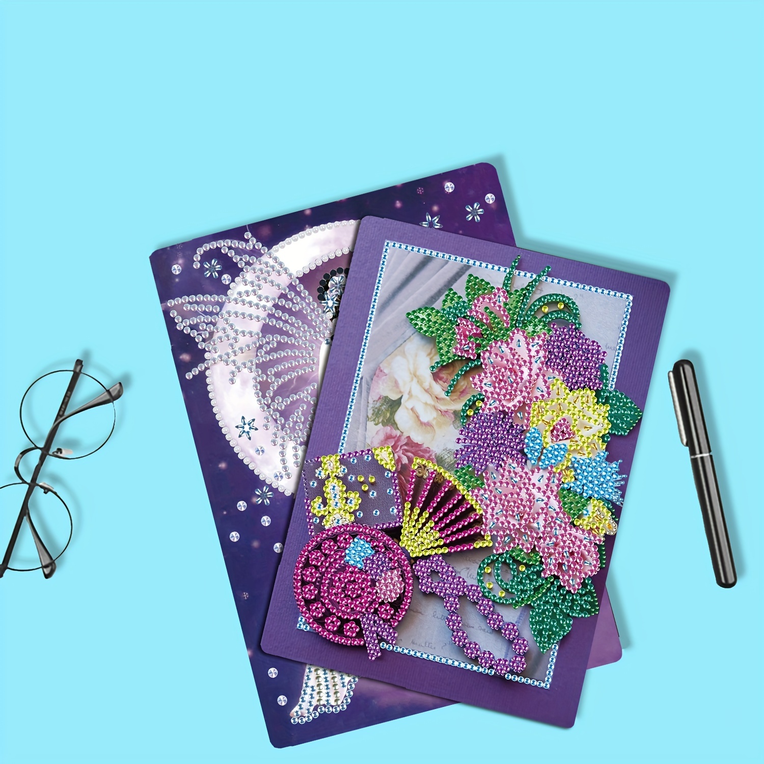 5d Artificial Diamond Painting Notebook Kits Flower Journal - Temu