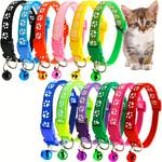 1pc Adjustable Pet Collar With Bell, Stylish Paw Print Cat Collar With Durable Buckle, Ideal For Pet Safety And Comfort