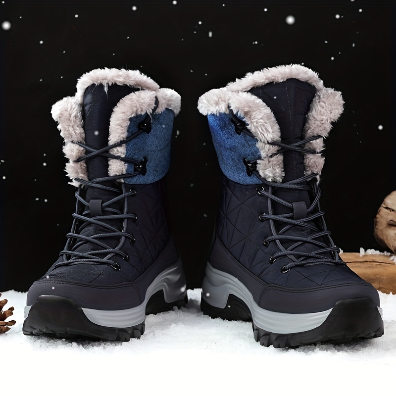 Botas de nieve para hombre, impermeables, cálidas, con forro de piel, botas  de senderismo de invierno, antideslizantes, para exteriores, para trabajo