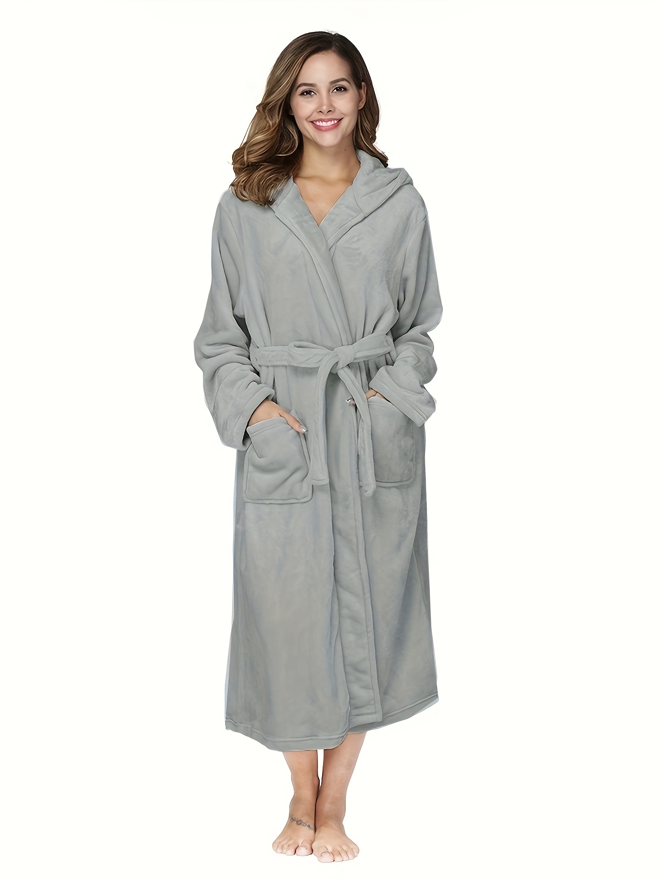 Fleece dressing gown - Light greige - Ladies