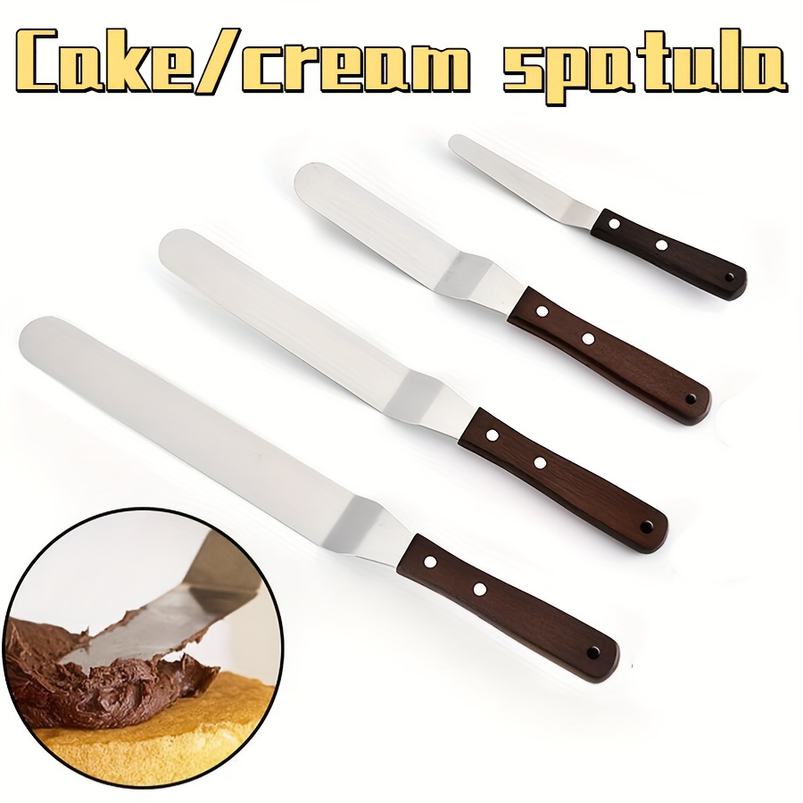 Cake Decorating Angled Icing Spatula, Stainless Steel 7 Offset Polished  Blade Knife, Wood Handle 
