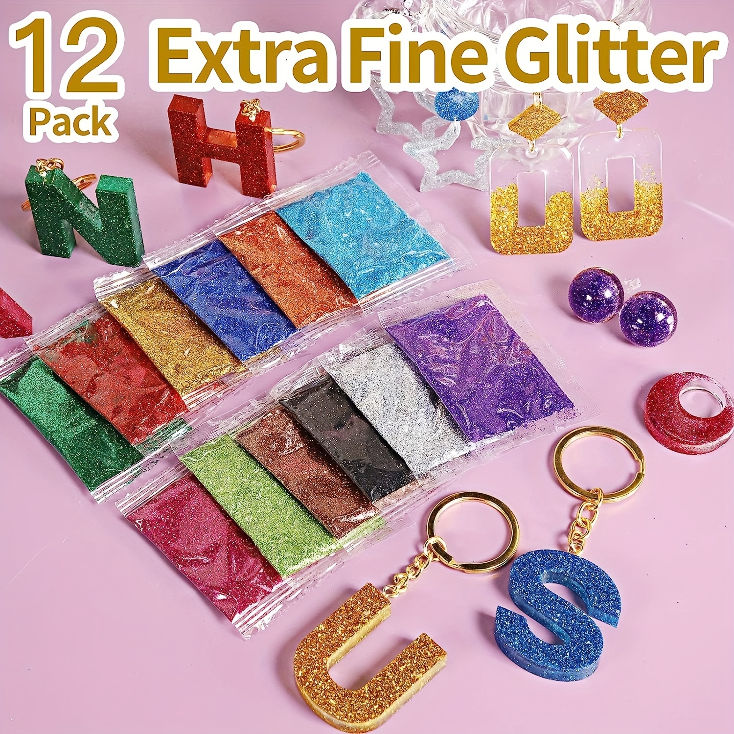 12 Pack Sequins - Craft Glitter - Filler for Epoxy Resin - Craft Supply -  Make-Up Supply