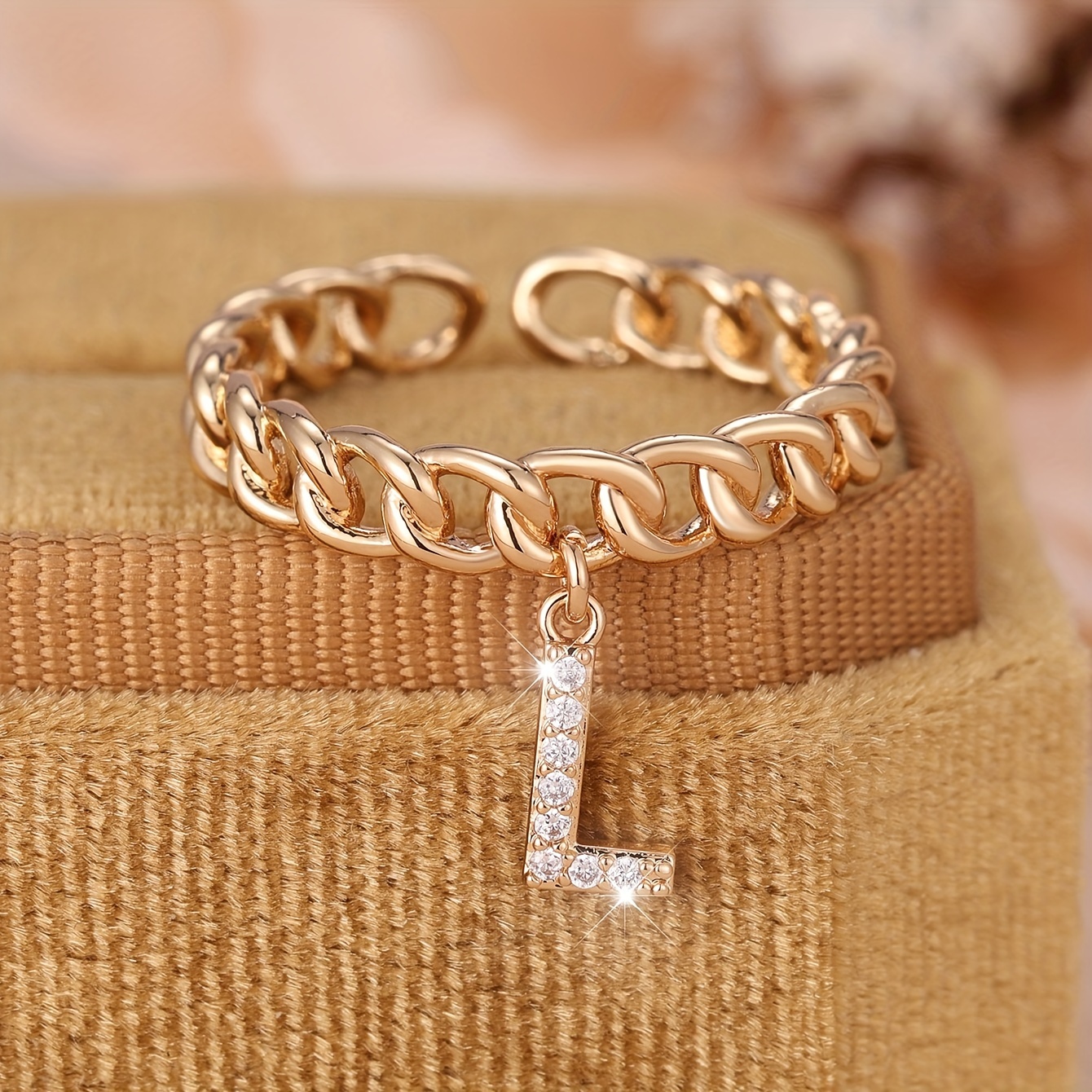 Stylish Cross Weave Letter Pendant Ring - A Name Ring
