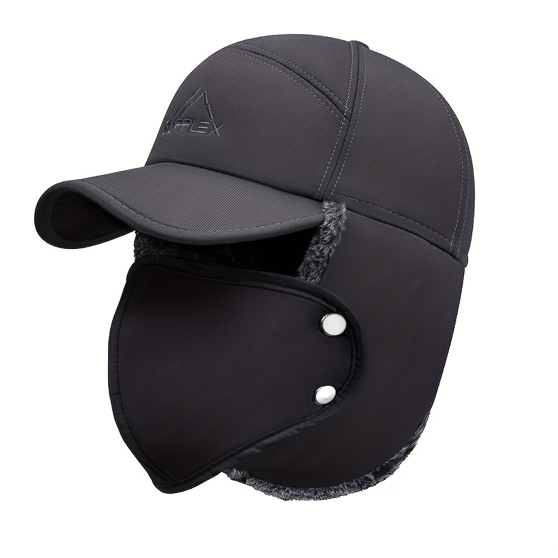 MRULIC hats for men Women Winter Outdoor Riding Headgear Cold-Proof Ski Cap  Warm Bib Face Mask Integrated Cold-Proof Hood Hat Beige + One size