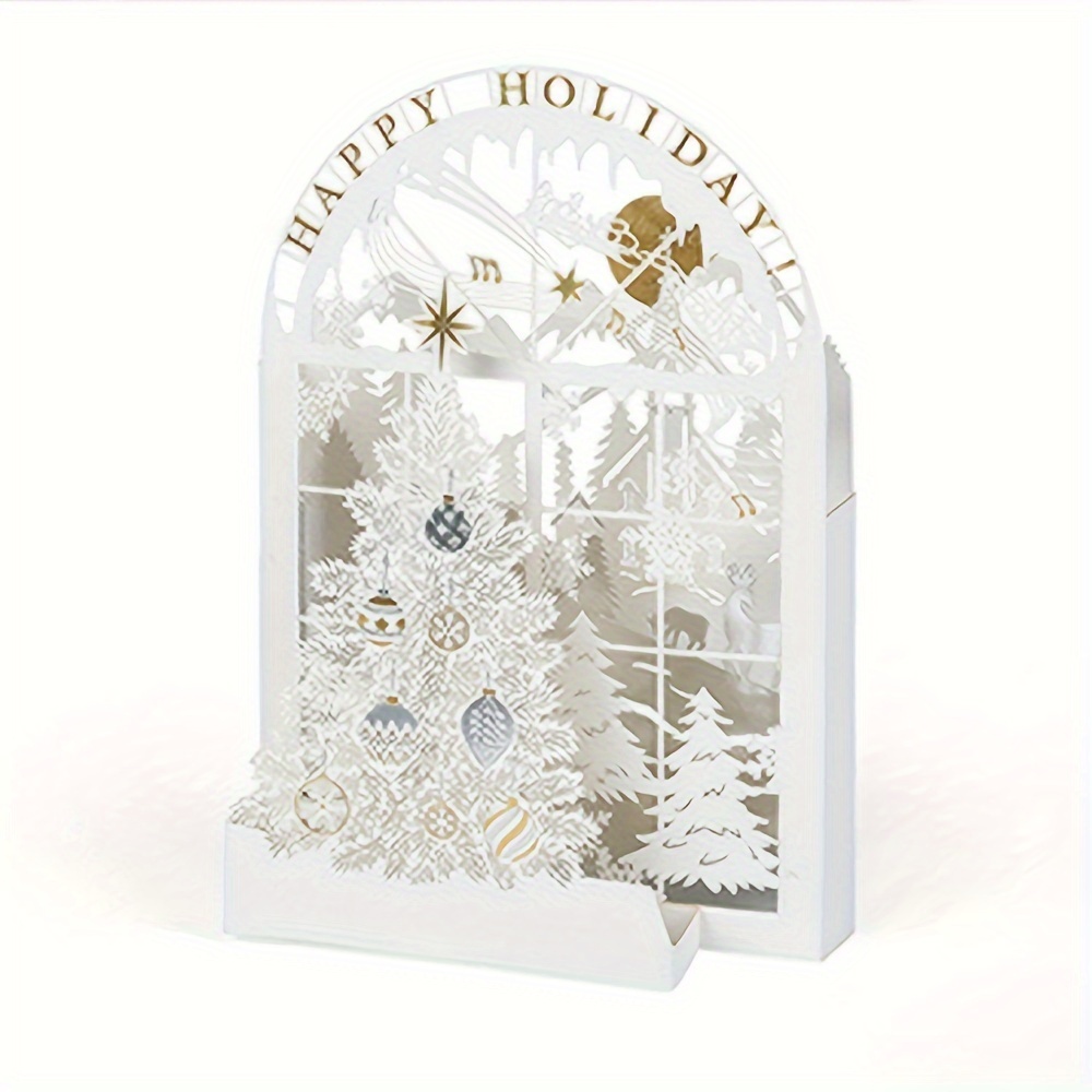 3d Pop- Laser-cut Christmas Greeting Card, Card, Pop-up Ornament Card