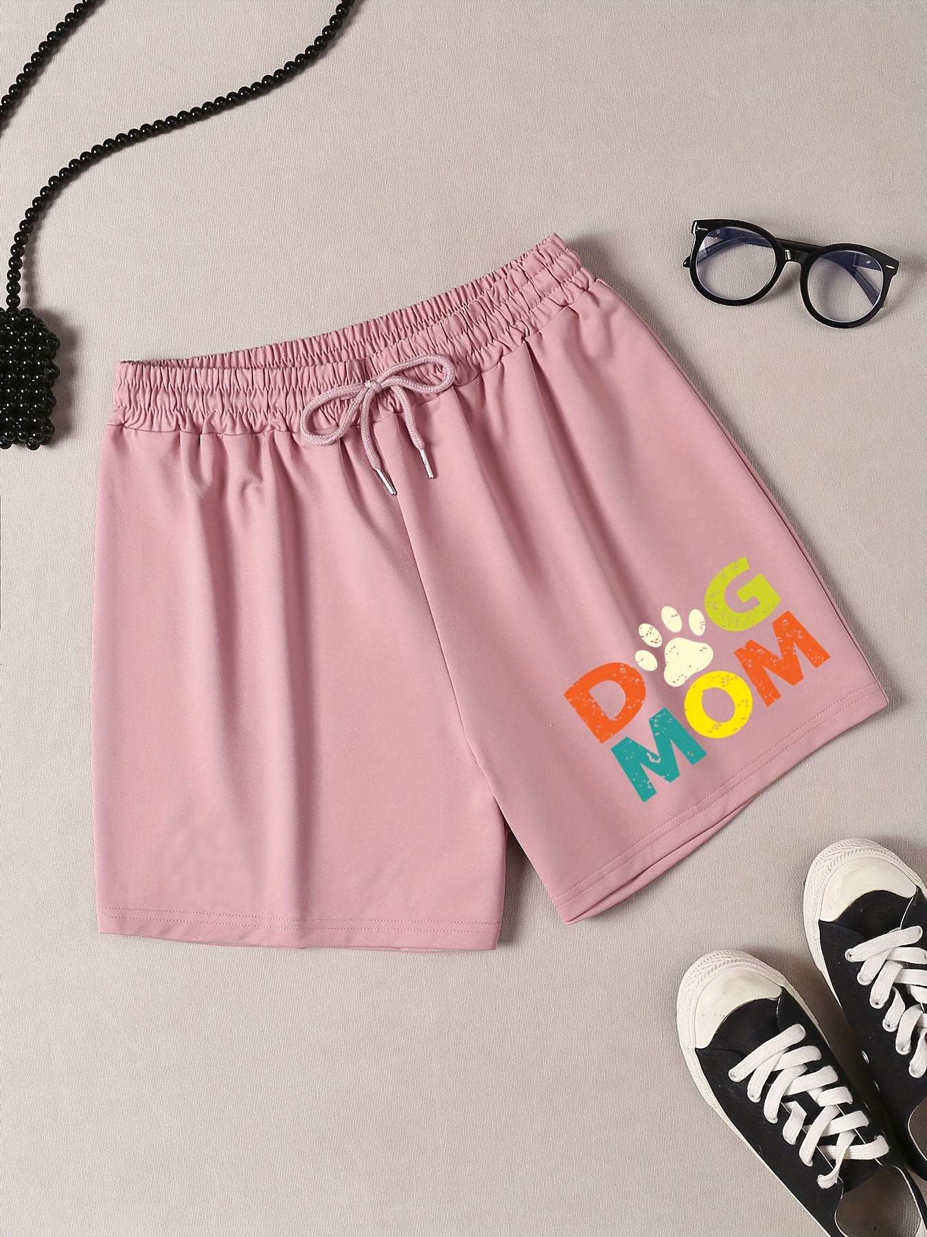 Cute Drawstring Elastic Waist Home Wear Shorts