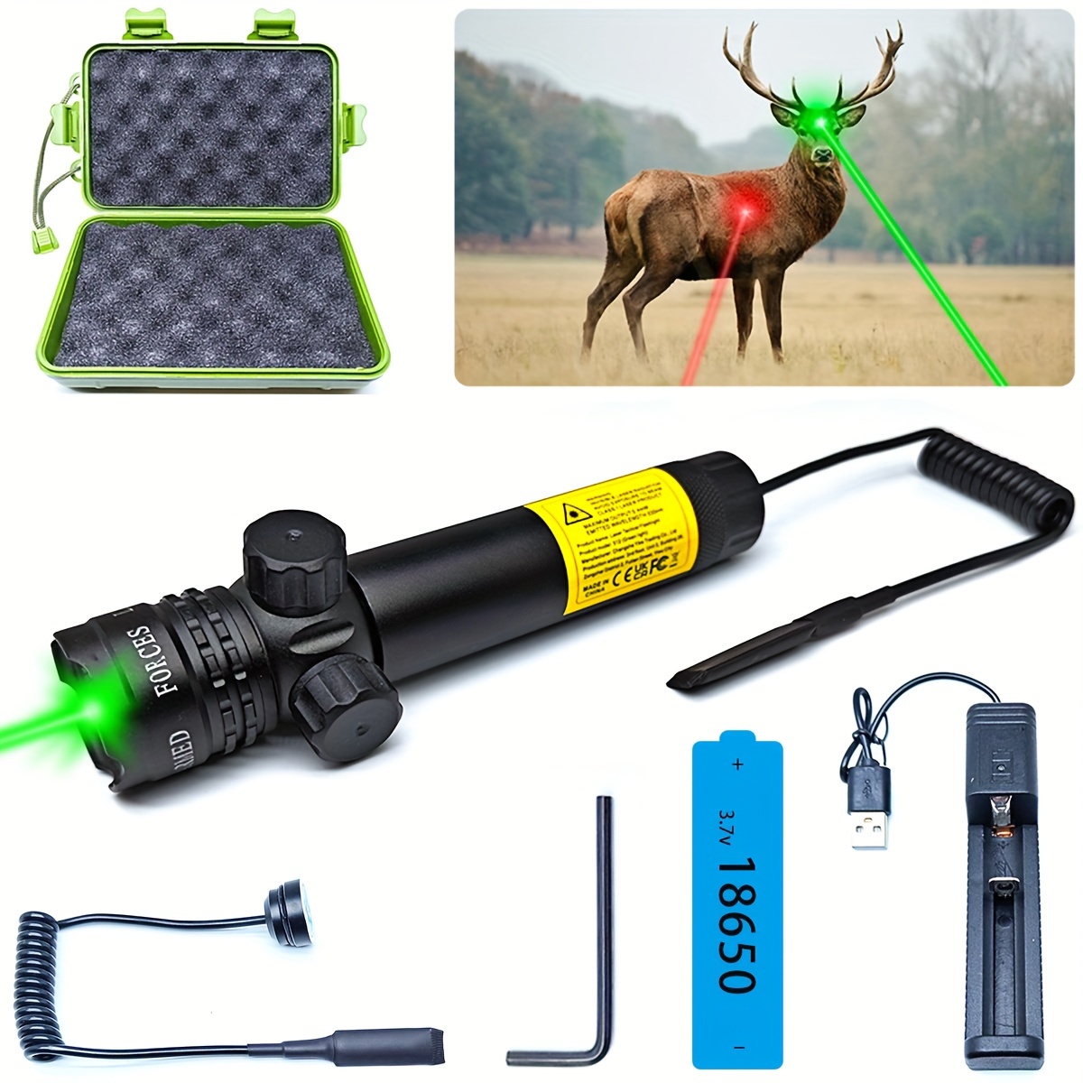 Green Laser Pointer High Power Long Range Adjustable Focus Tactical Strong  Green Light Pointer for Indoor Teaching,Outdoor Astronomy Camping Hunting  Hiking Travel,Portable Cat Lazer Toy USB Recharge
