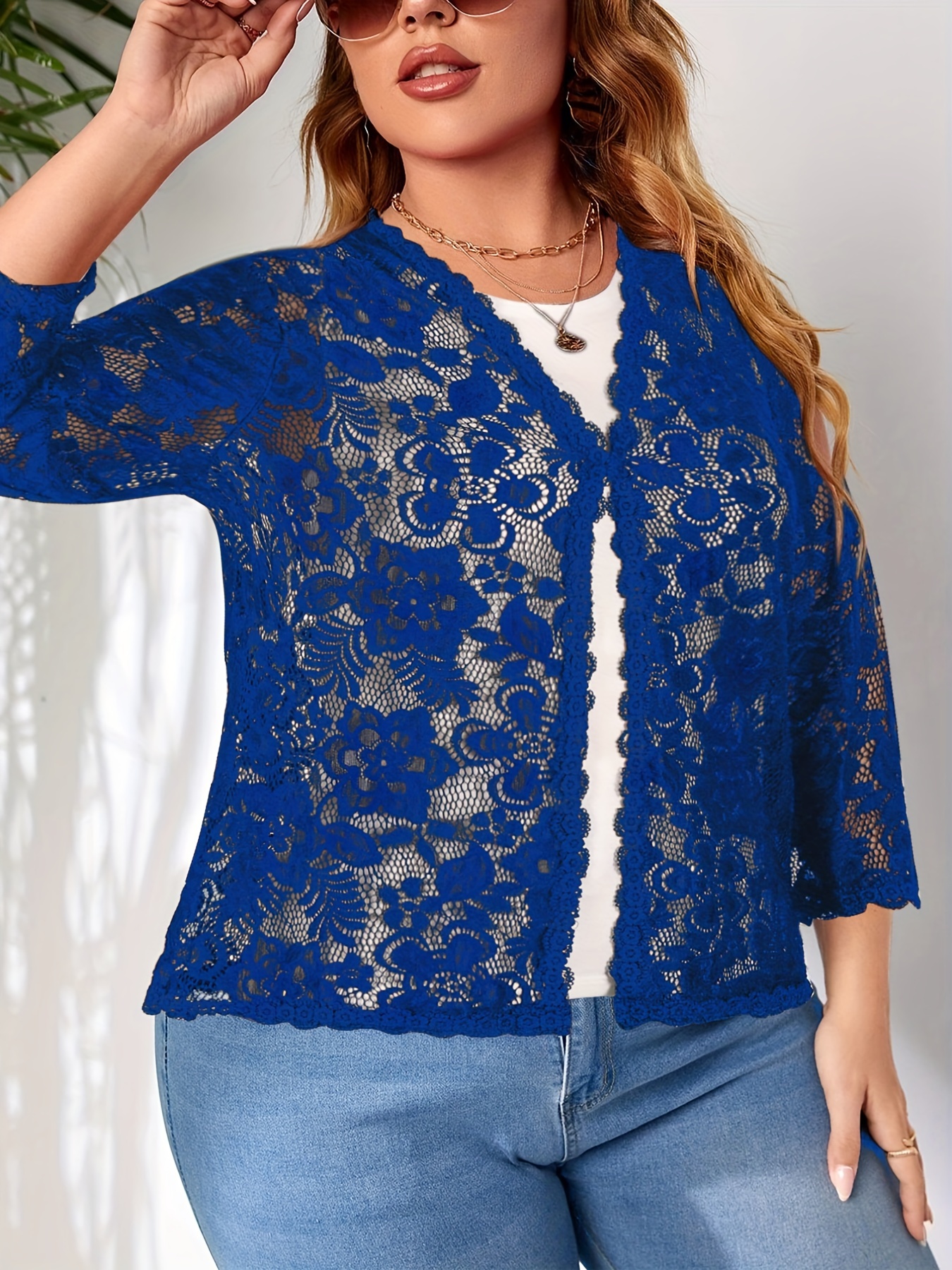 Royal blue outlet lace cardigan