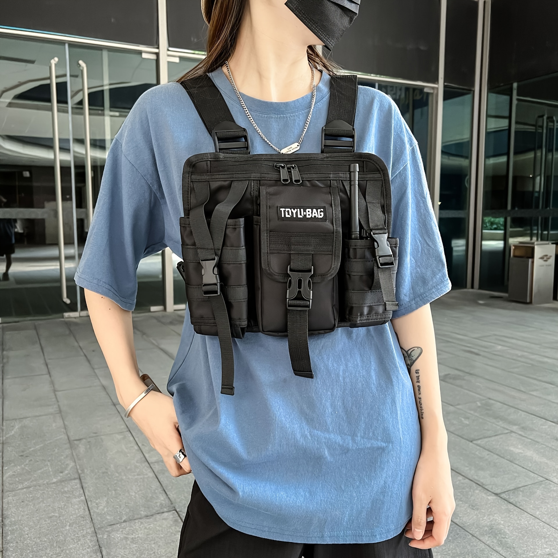 Streetwear Waistcoat For Men, Hip Hop Chest Rig Vest Bag, Tactical Chest  Bags For Travel Hiking Outdoor Sports - Temu