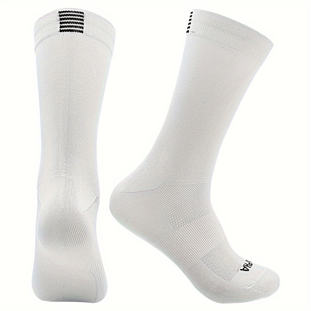 Image of 1 Pair Pattern Men's Mid-calf Crew Socks, Breathable Comfy Casual Socks Sweat-absorbing Fashion Sports Socks For Basketball Running