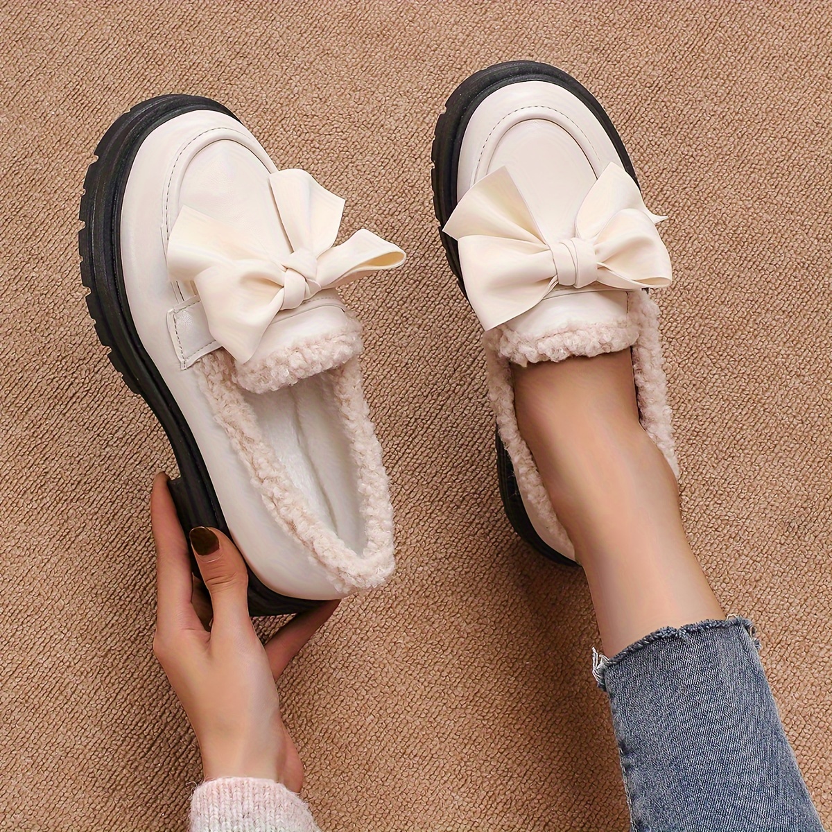 womens white bow detail platform sneakers thick cushioned pu