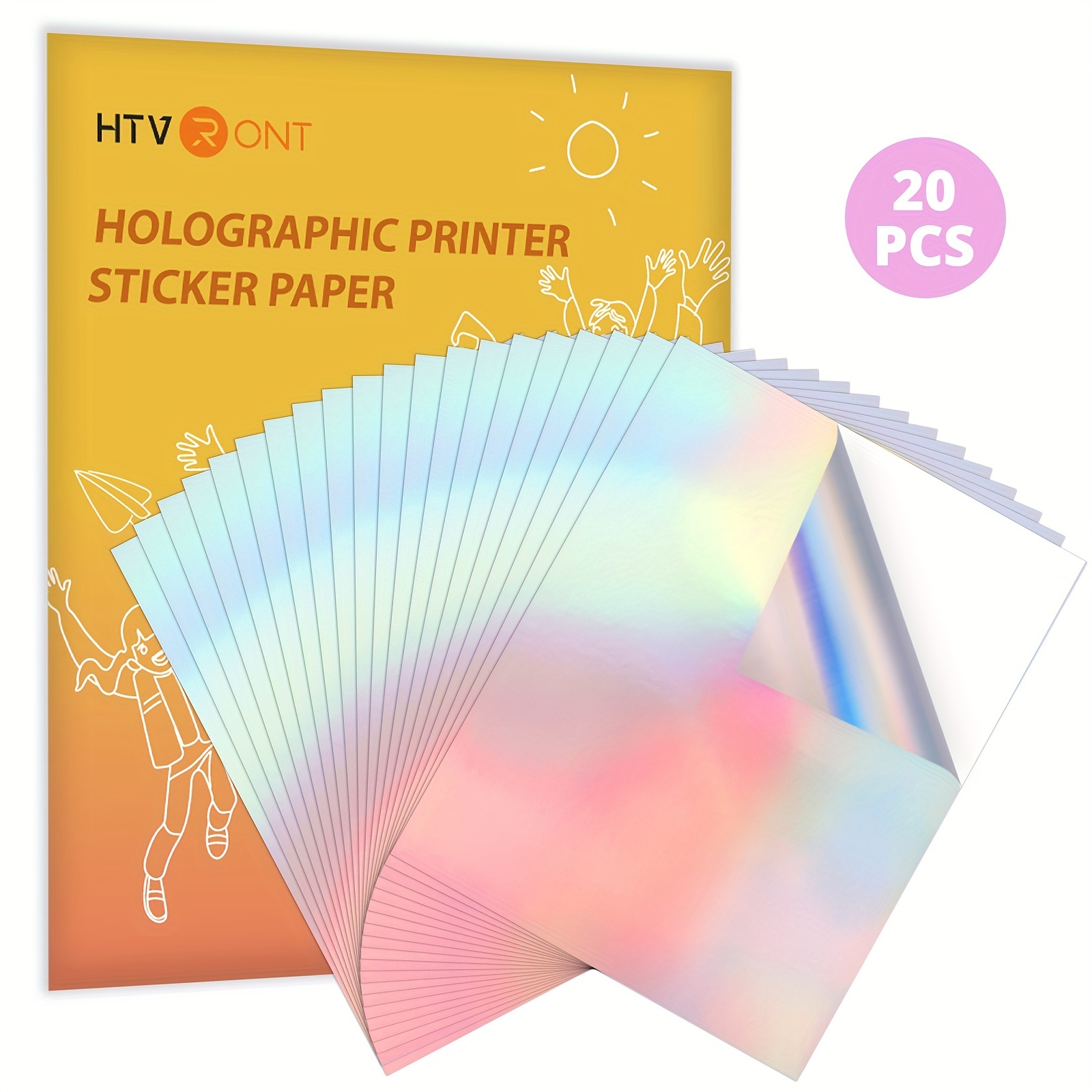 HTVRONT 20 Sheets Glossy A4 Printable Vinyl Sticker Paper Self