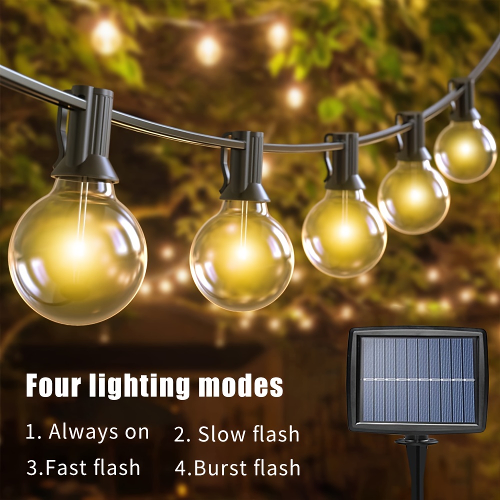Outdoor Solar String Lights, G40 Globe Patio Lights With 15 Edison Glass  Bulbs, Waterproof Connectable Hanging Light For Backyard Porch Balcony  Wedding Camping, Party Decor Temu