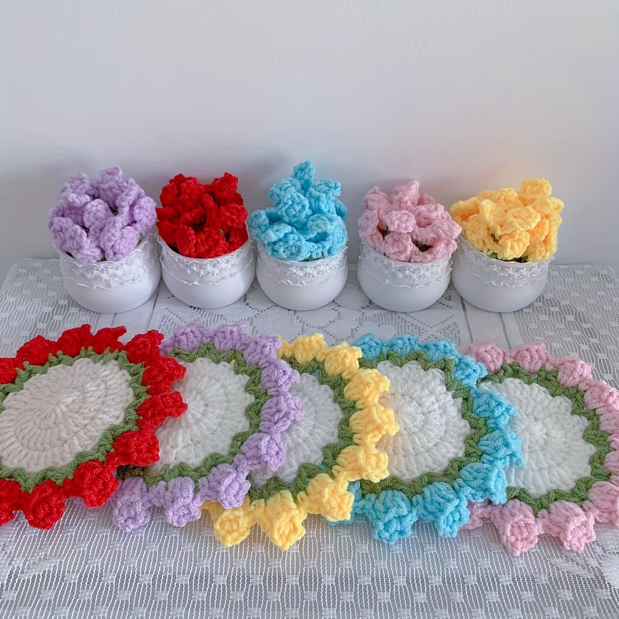 Decorative Flower Crochet Coasters