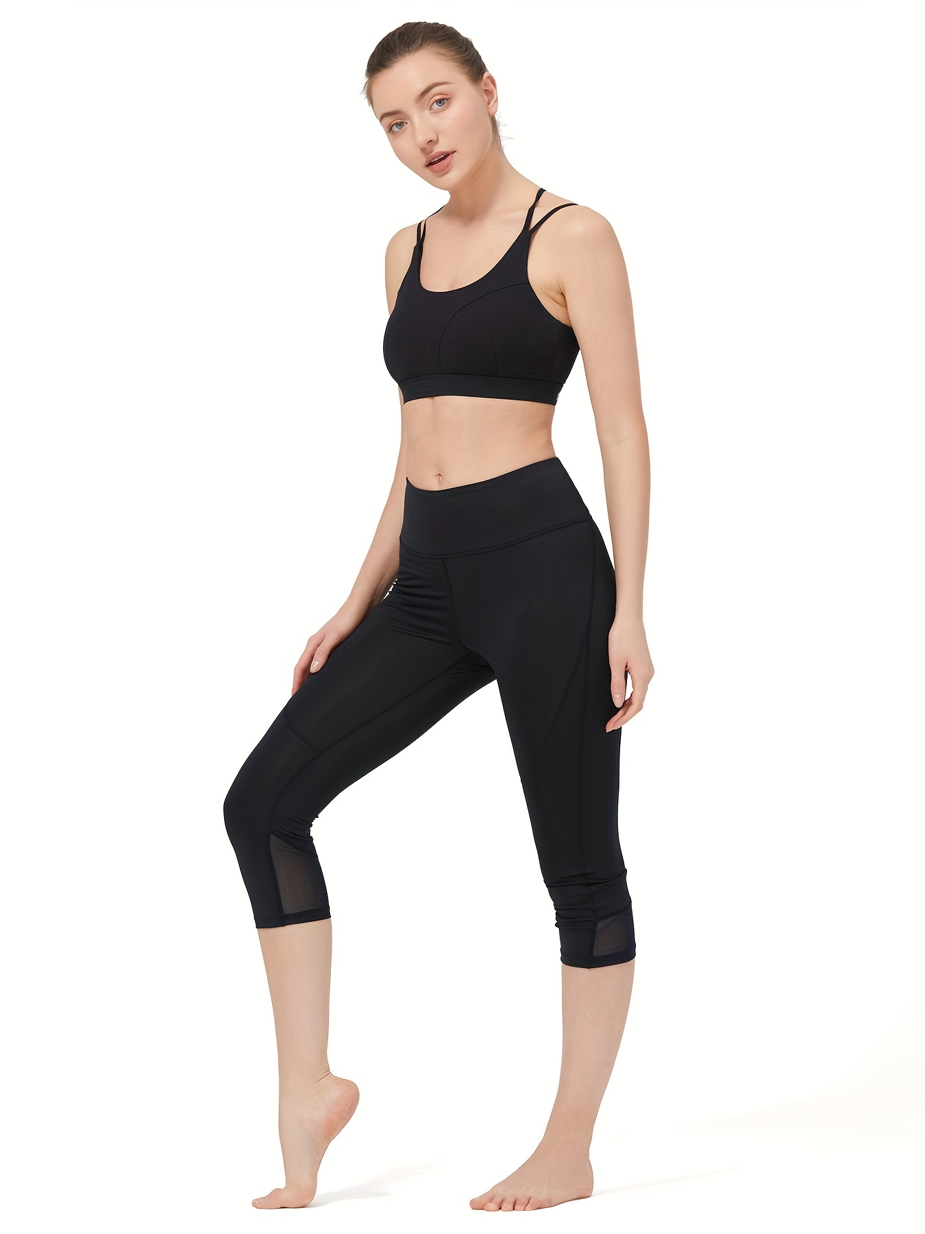 High Waist Yoga Capri Pants Tummy Control Sports Legging - Temu