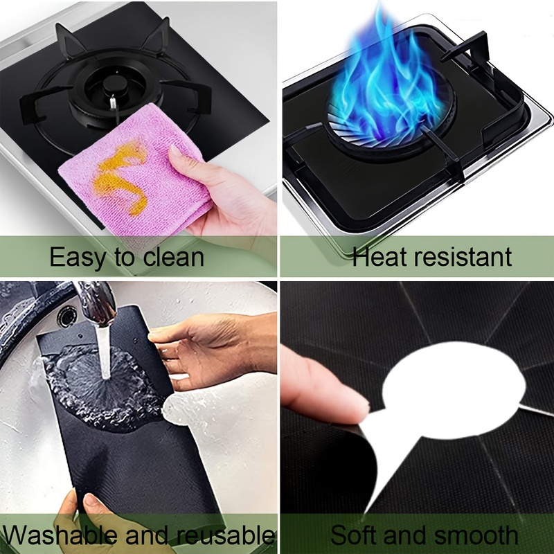 6pcs non stick gas range stove top burner covers   reusable kitchen protectors for cooking dining room use details 5