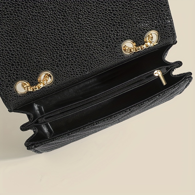 Metal Chain Crossbody Flap Bag Set, Pu Leather Textured Bag, Classic  Versatile Fashion Shoulder Bag - Temu Germany