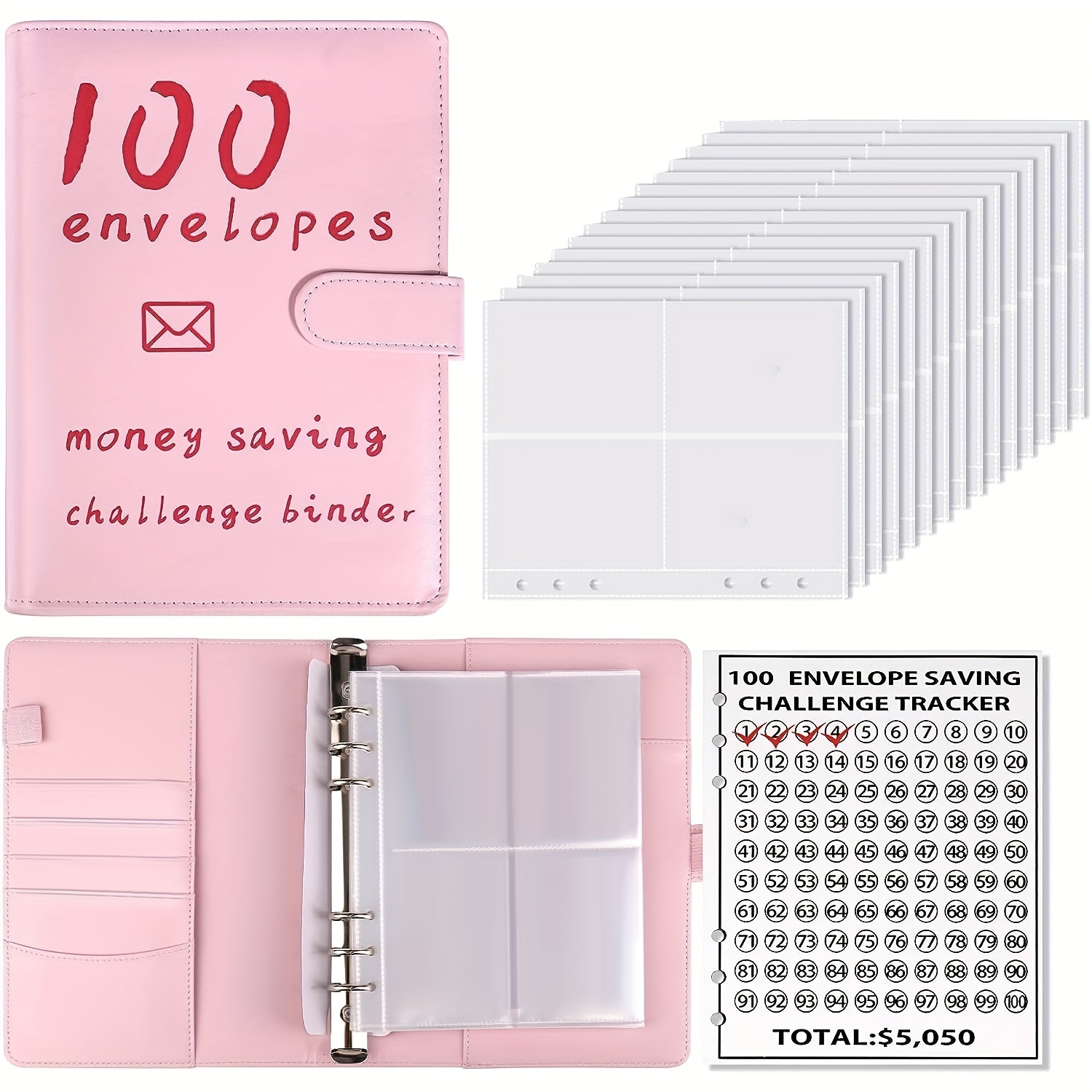 Classeur d'économie d'argent avec 100 enveloppes, kit de défi d
