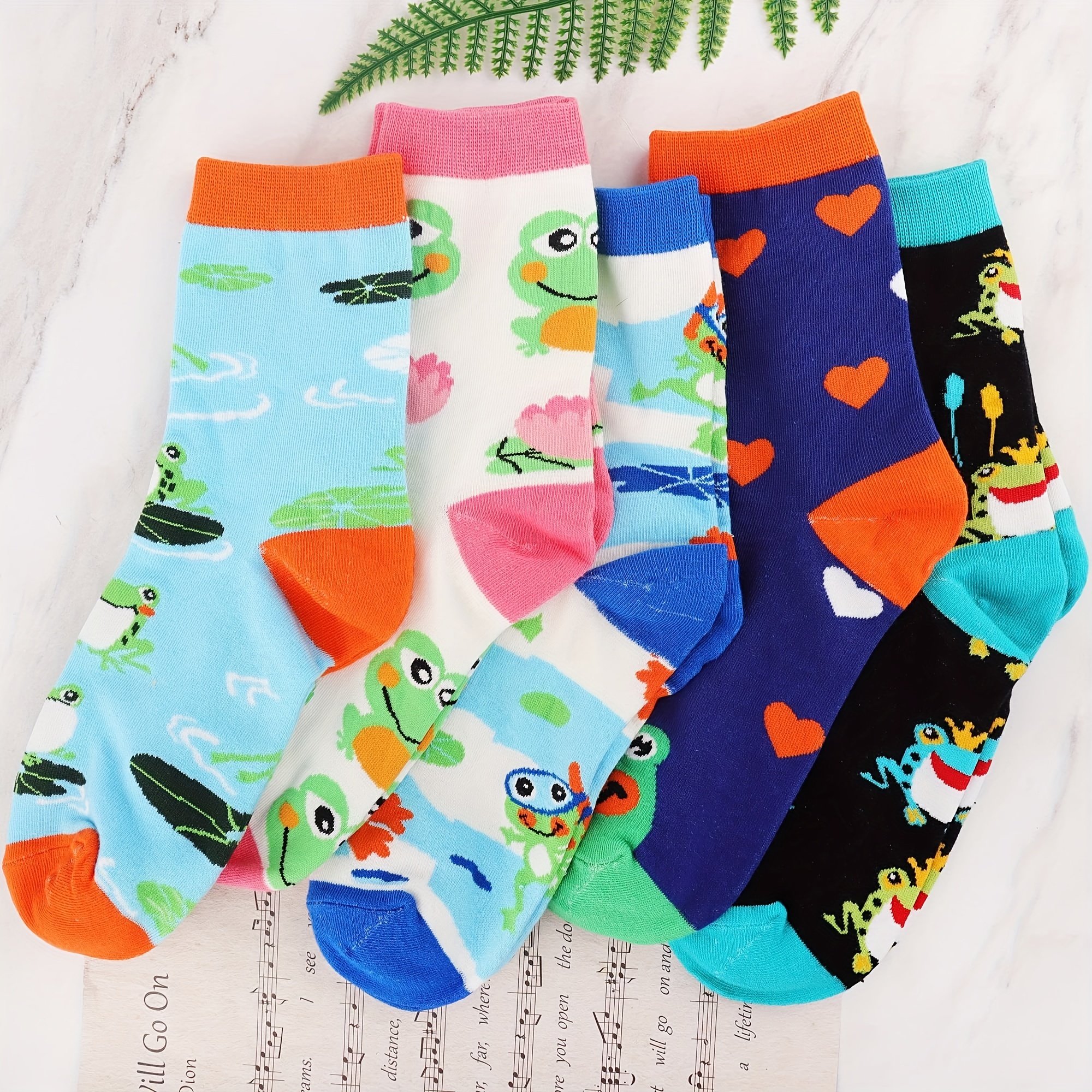 5 pares de calcetines para mujer, calcetines divertidos de algodón