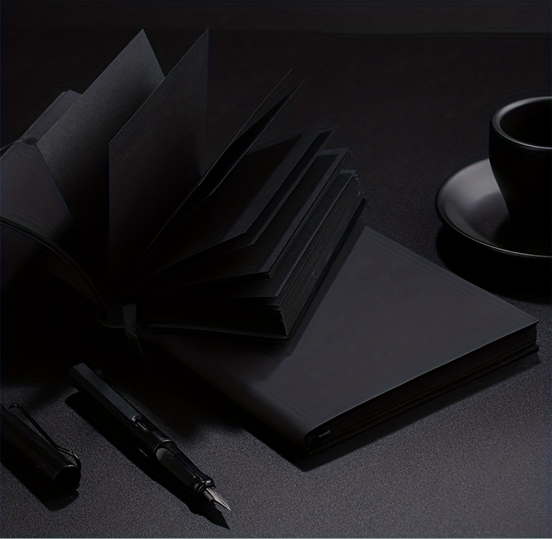 Black Minimalist Leather Notebook Full Blank Inner Pages - Temu