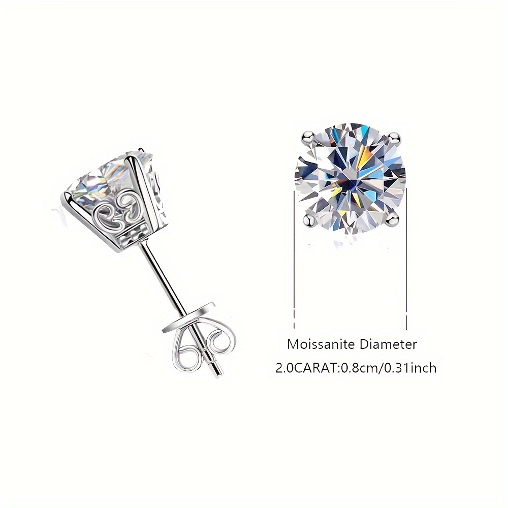 925 Sterling Silver Moissanite Stud Earrings for Men and Women