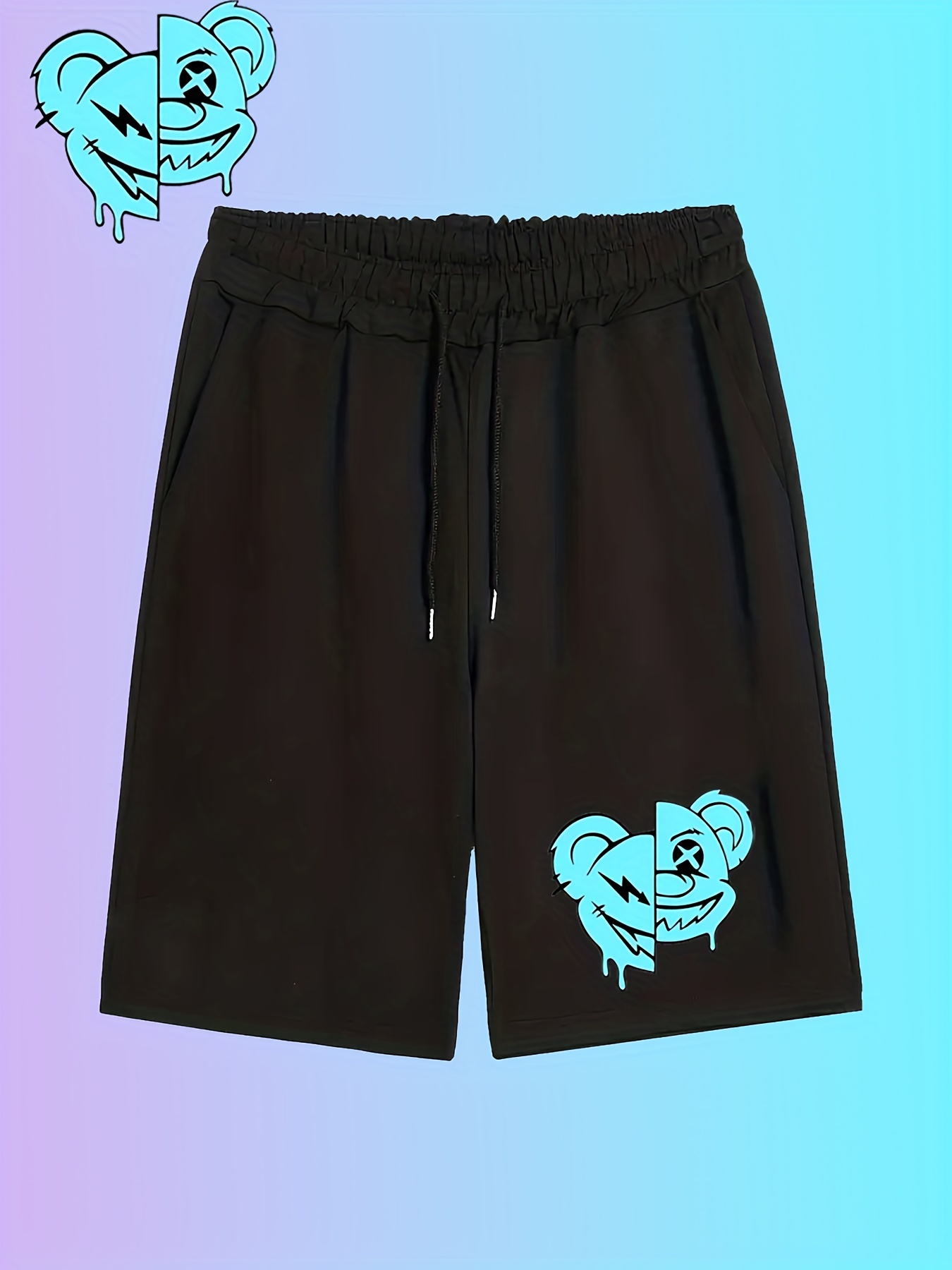 Shorts com cordão e bolsos com estampa divertida de caveira com