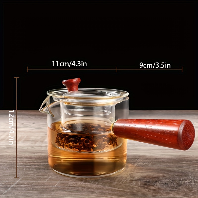 Glass Tea Set With Cognac Handle