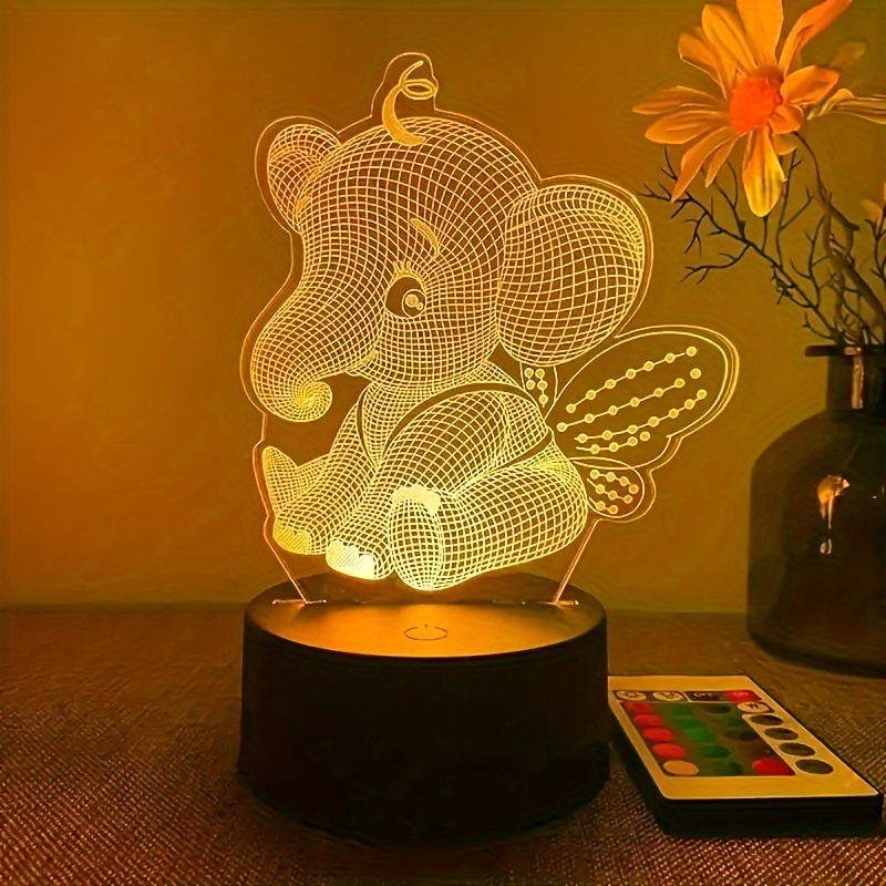 Luz nocturna de búho 3D para niños, lámpara LED con ilusión USB, 16 colores  cambiantes con control remoto, para niños y adultos, regalo de cumpleaños