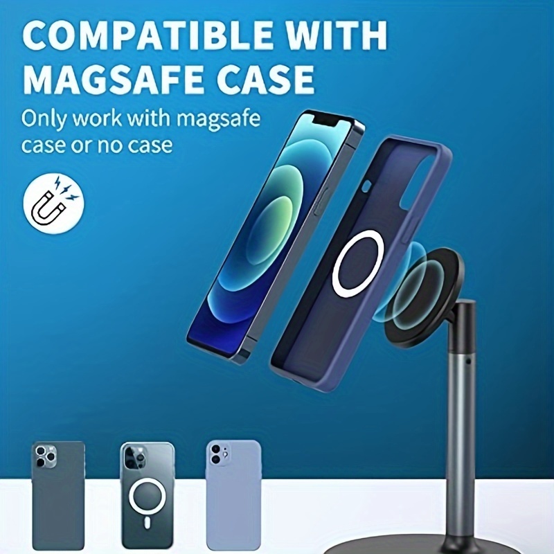 Soporte magnético de teléfono para iPhone 15, 14, 13, 12, serie 12, soporte  magnético de aluminio ajustable para escritorio, compatible con iPhone 15