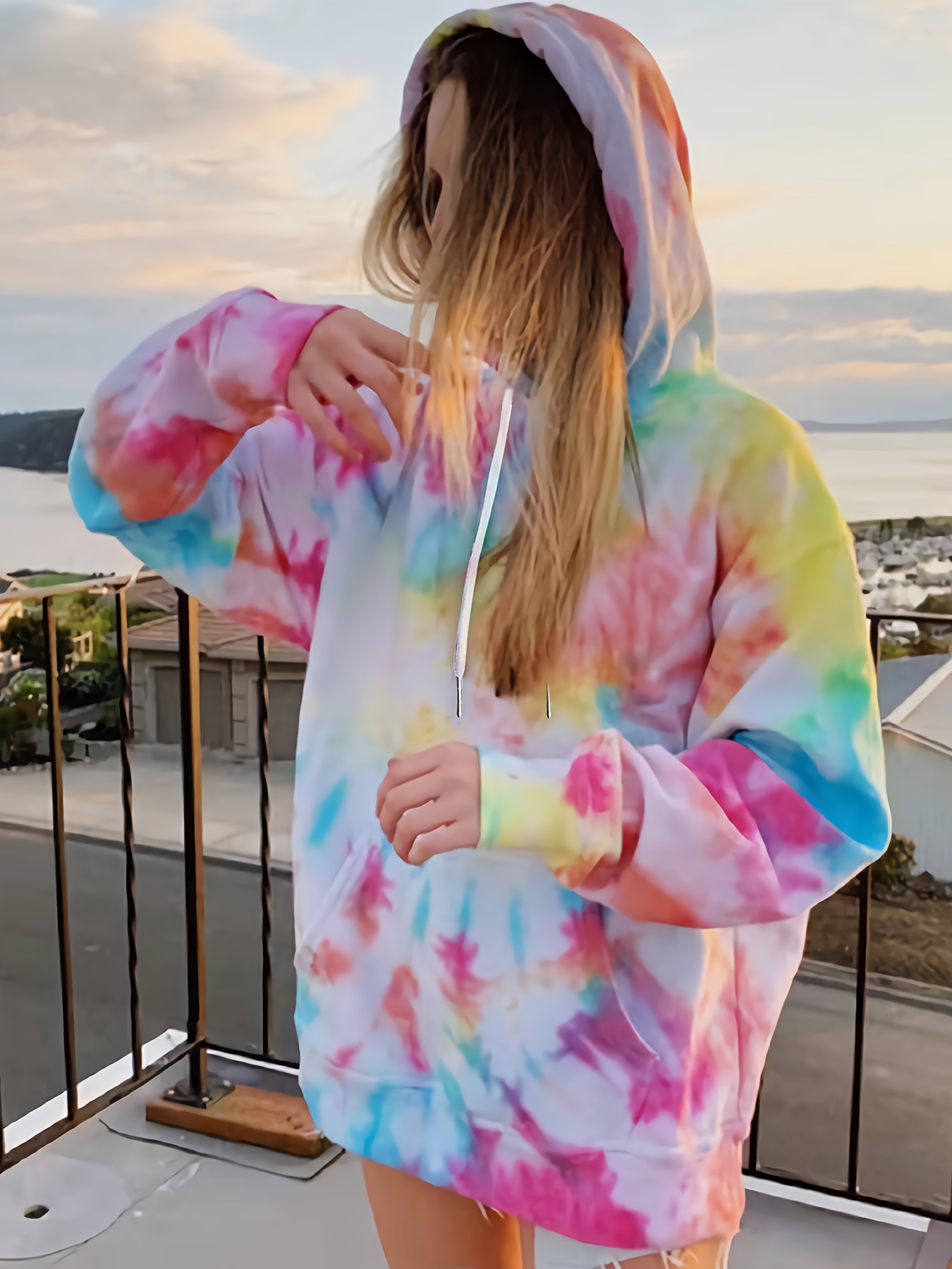 Tie dye top baggy hoodie