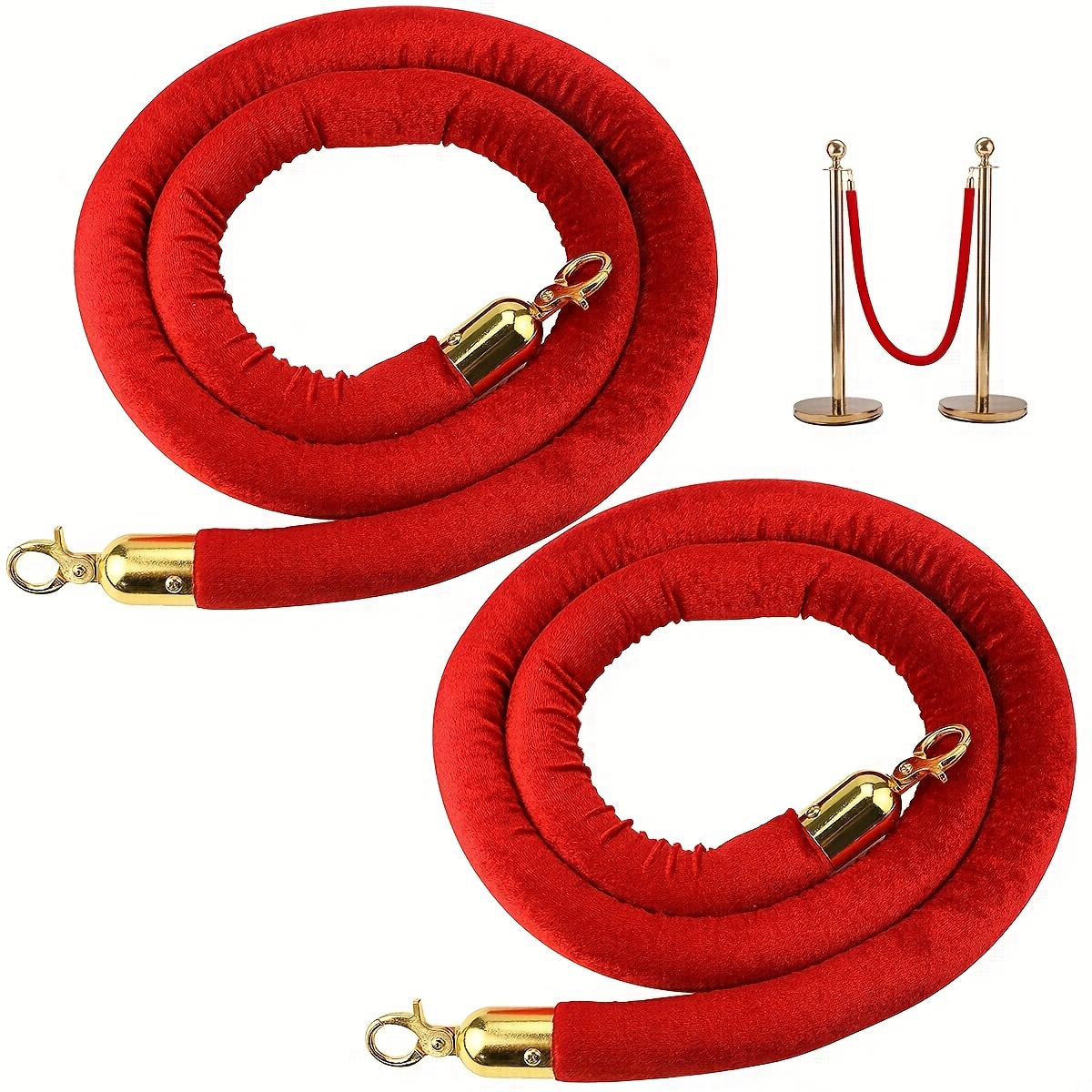 Stanchion Twisted Rope with Stainless Steel Hooks, Decorative Rope Safety  Queue Barrier Rope, for Red Carpet Events Themed Party Crowd Control (Color