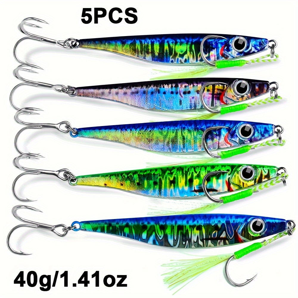 5pcs Lead Fish Metal Jigging Lure 5 Colors 14-40G Jig Hard Fishing