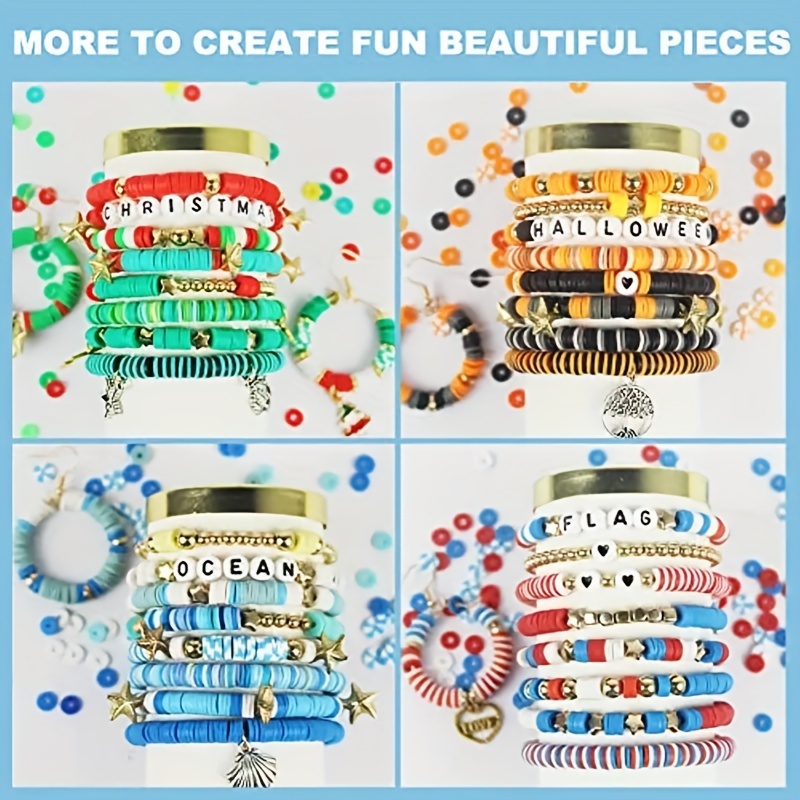 7200 Clay Beads Bracelet Making Kit24 Colors Polymer Flat Heishi Beads